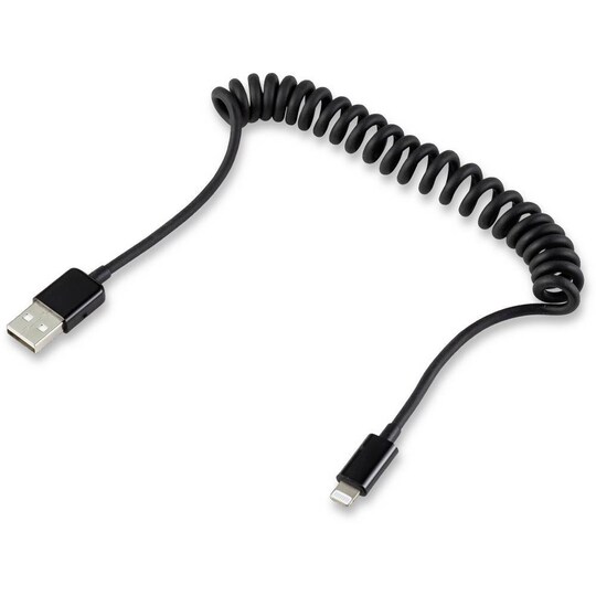 N/A Spiralkabel [1x USB 2.0 stik A - 1x Apple Lightning-stik] 0.95 m Sort Renkforce