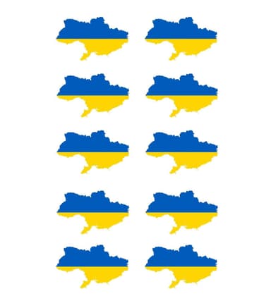 Ukraine kort klistermærker 10-pak blå / gul