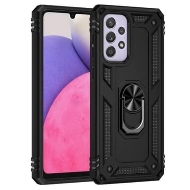 SKALO Samsung A33 5G Armor Hybrid metal ring cover - Sort