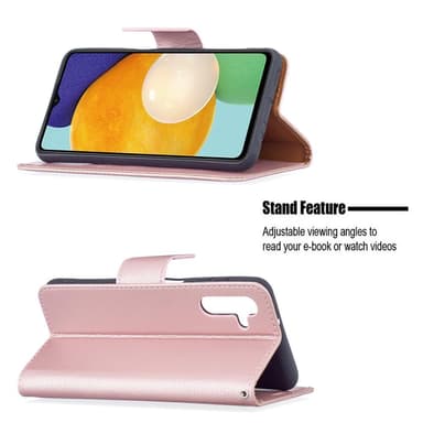 SKALO Samsung A13 5G Premium Litchi Flip Cover - Rosa guld