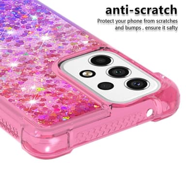 SKALO Samsung A53 5G Kvicksand Glitter Hjerter TPU Cover - Pink-Lilla