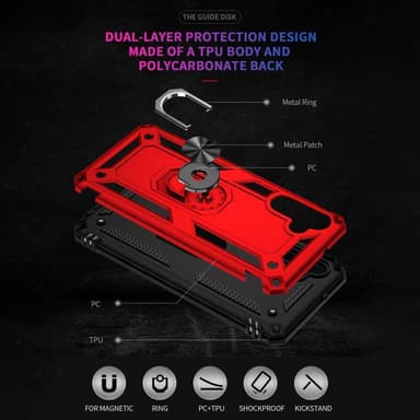 SKALO Samsung A13 5G Armor Hybrid metal ring cover - Rød