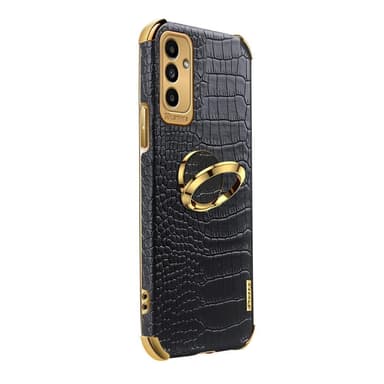 SKALO Samsung A04s 4G Crocodile Guldkant Cover - Sort