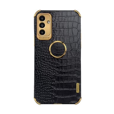 SKALO Samsung A04s 4G Crocodile Guldkant Cover - Sort