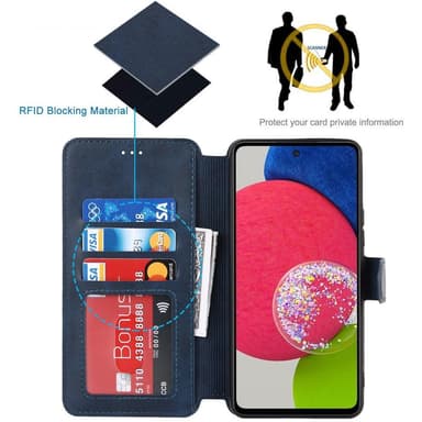 SKALO Samsung A53 5G Premium Cut Flip Cover - Blå