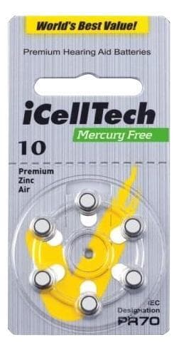 iCellTech 10 PR70 Zinc-Air batteries, Mercury free 6p