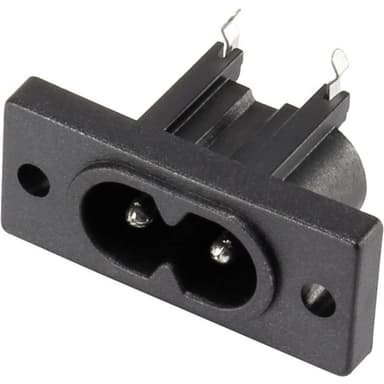 IEC-stik C8-stik, indbygning vandret. Samlet poltal: 2