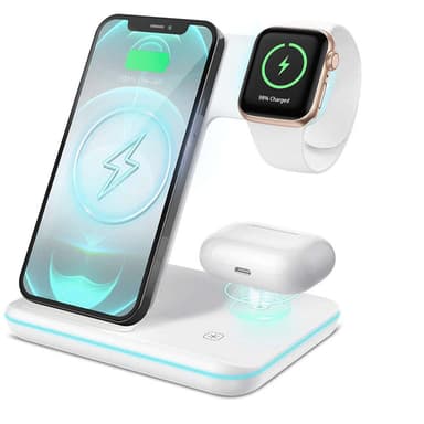 Bliv haj Sandsynligvis NÖRDIC Wireless Ladestation 3 i 1 til Apple iPhone, IWATCH og AIRPOD WHITE  | Elgiganten