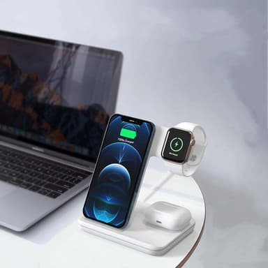 NÖRDIC Wireless Ladestation 3 i 1 til Apple iPhone, IWATCH og AIRPOD WHITE
