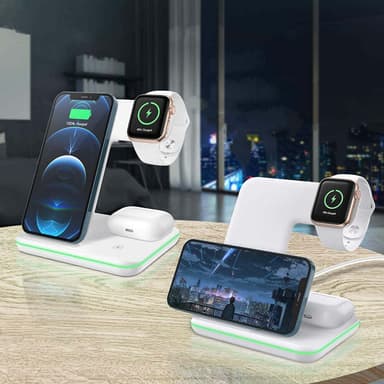 NÖRDIC Wireless Ladestation 3 i 1 til Apple iPhone, IWATCH og AIRPOD WHITE