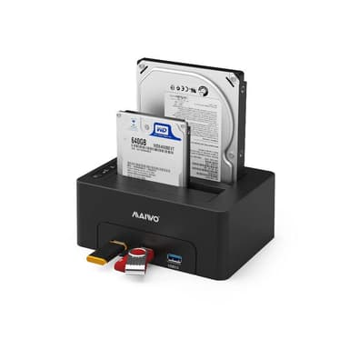 Maiwo K3082H USB 3.1 GEN1 5Gbps dockingstation 2st 2,5-3,5 SATA-harddisk SSD op til 14TB understøttelse af 3xUSB3.1 hub | Elgiganten