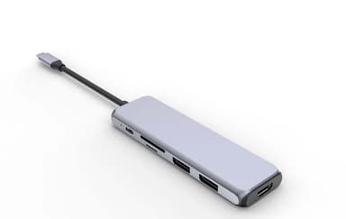 NÖRDIC 1 til 9 dockingstation USB-C til dual Displayport 4K, 1xHDMI 4K, 3xUSB3.1 5Gbps, 1xTF / SD-kortlæser dual DP