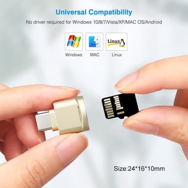 NÖRDIC USB-C 3.1 kortlæser med nøglering 5Gbps TF, MicroSD, Micro SDHC, Micro SDXC 2TB UHS-I