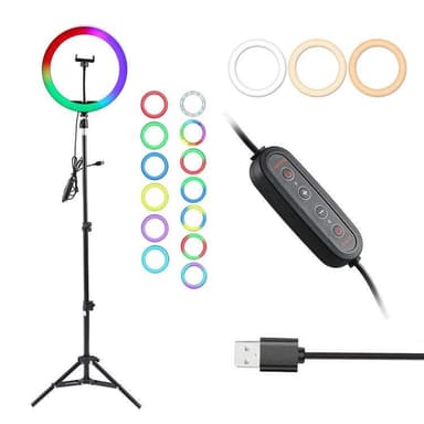 RGB LED Ring lys 30 cm i diameter med en mobil holder med stativ og står 5 trin 19 lysdæmpes tilstand selfie lampe lys ring lys