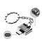 NÖRDIC USB-C 3.1 kortlæser med nøglering 5Gbps TF, MicroSD, Micro SDHC, Micro SDXC 2TB UHS-I sølv