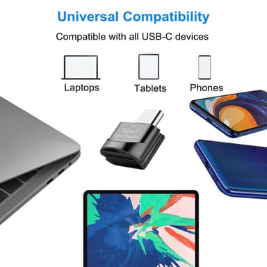 NÖRDIC USB-C 3.1 kortlæser med nøglering 5Gbps TF, MicroSD, Micro SDHC, Micro SDXC 2TB UHS-I sølv