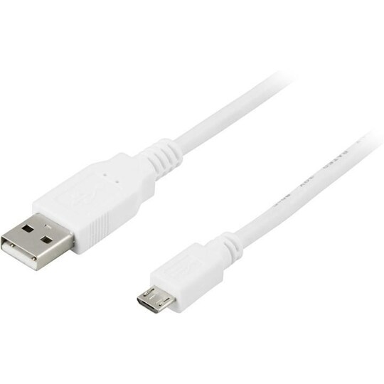 DELTACO USB 2.0 kabel Type A han - Type Micro B han 5-pin, 2m, hvid