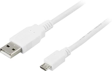 DELTACO USB 2.0 kabel Type A han - Type Micro B han 5-pin, 2m, hvid