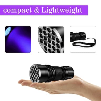 UV lommelygte med 21 LED lys Sort 395 nm