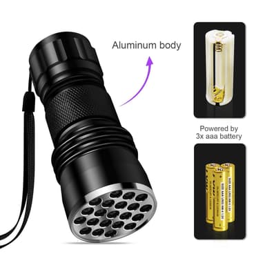 UV lommelygte med 21 LED lys Sort 395 nm