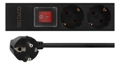 DELTACO 19"" PDU with 12x CEE 7/4 outlets, 3500W, power switch, alumini