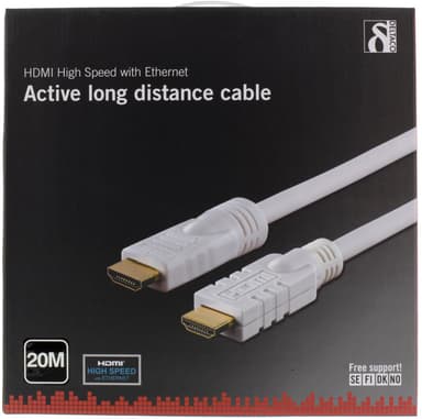 DELTACO aktivt HDMI kabel, HDMI High Speed with Ethernet, HDMI