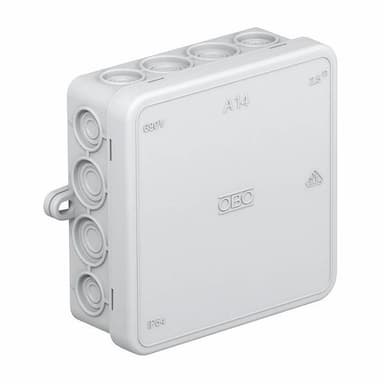 OBO Bettermann A14 Forgreningskasse (L x B x H) 100 x 100 x 40 mm Gråhvid (RAL 7035) IP55 1 stk
