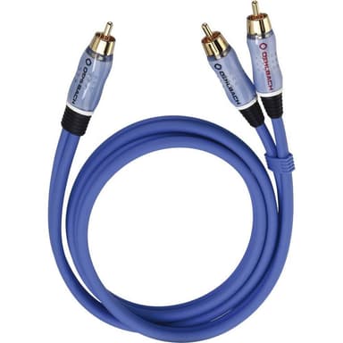 Oehlbach 22705 Phono Audio Y-kabel [2x Cinch-stik - 1x Cinch-stik] 5.00 m Blå forgyldte stik
