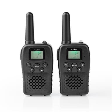 Nedis Walkie-talkie Set | 2 Håndsæt | Op til 10 km | Frekvens kanaler: 8 | PTT / VOX | Op til 3 Timer | Sort