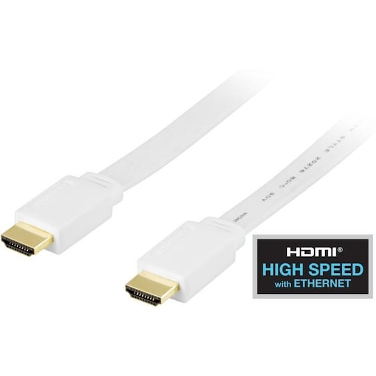 Svaghed chef Ræv DELTACO fladt HDMI 1.4-kabel, HDMI Type A han, guldbelagt, 3m, hvid |  Elgiganten