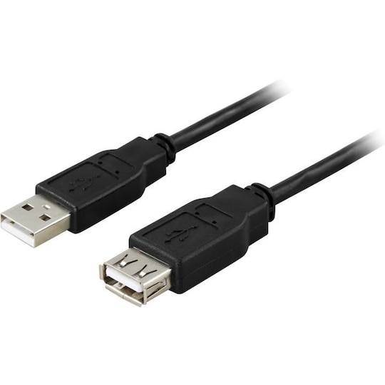 DELTACO USB 2.0 kabel Type A han - Type A hun, 0,1m, sort