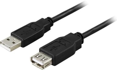 DELTACO USB 2.0 kabel Type A han - Type A hun, 0,1m, sort