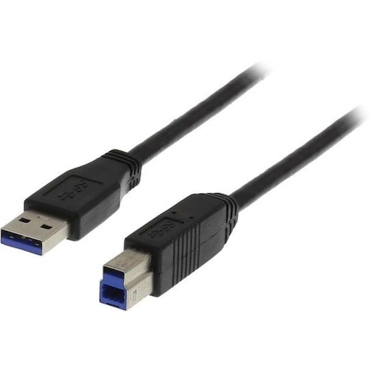DELTACO USB 3.0 kabel, Type A han - Type B han, 3m, sort