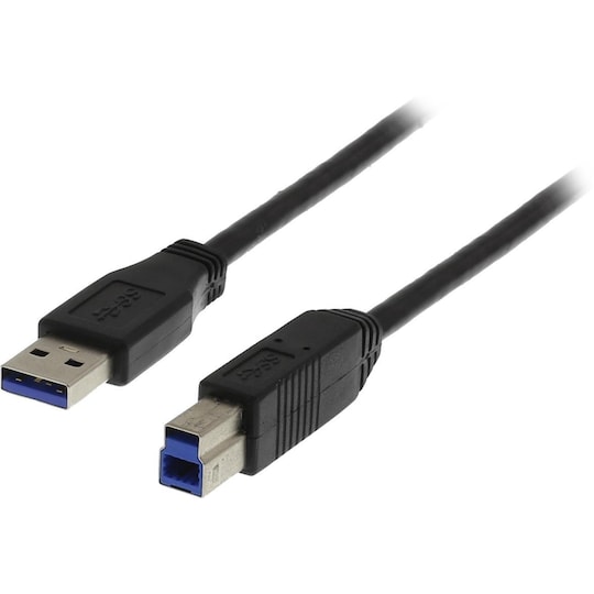 DELTACO, USB 3.0 kabel, USB-A han - USB-B han, 1m, sort