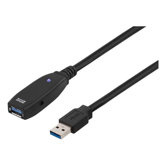 DELTACO USB 3.0-forlængerkabel, aktivt, Type A han - Type A han, 2