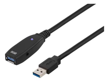 DELTACO USB 3.0-forlængerkabel, aktivt, Type A han - Type A han, 2