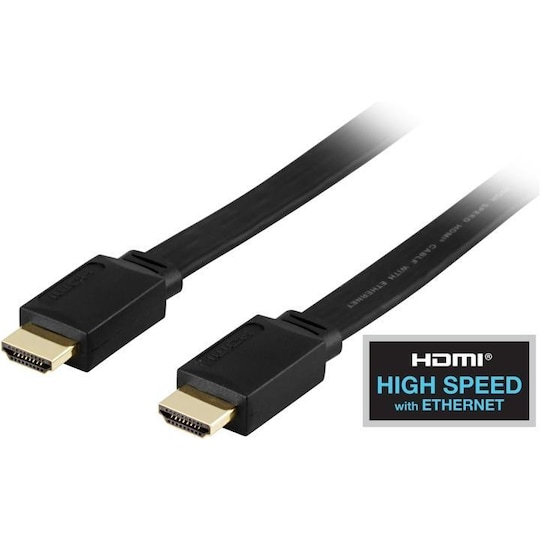 DELTACO HDMI kabel, HDMI High Speed with Ethernet, HDMI Type A han, gu