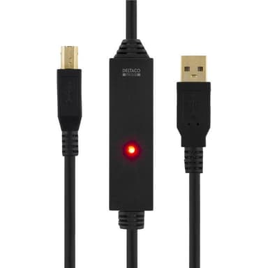 DELTACO PRIME USB 2.0 kabel Type A han - Type B han, aktiv, 5m,
