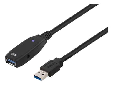 DELTACO USB 3.0-forlængerkabel, aktivt, Type A han - Type A han, 2