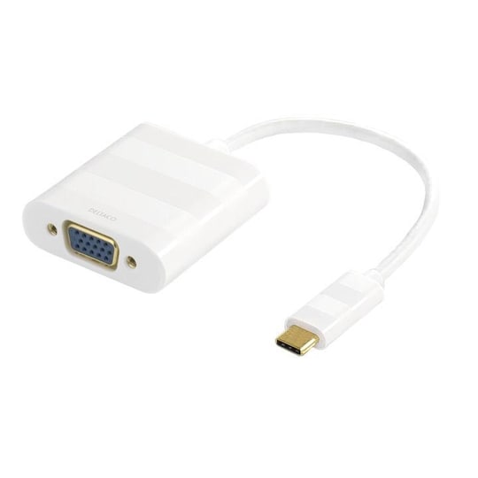 DELTACO, USB 3.1 til VGA adapter, USB-C han - VGA hun, hvid