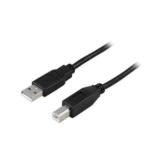 DELTACO, USB 2.0 kabel, USB-A han - USB-B han, 5m, sort