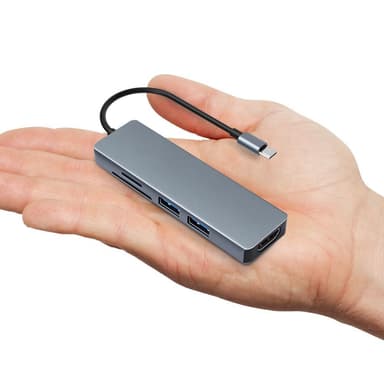 5-i-1 USB-C dockingstation grå