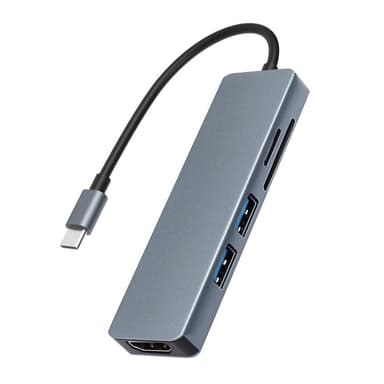 5-i-1 USB-C dockingstation grå