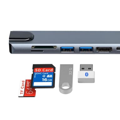 8-i-1 USB-C dockingstation grå