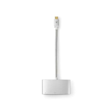 Nedis USB Multi-Port Adapter | USB 3.2 Gen 1 | USB-C™ Han | HDMI ™ -udgang / USB-A Hun / USB-C™ Hun | 5 Gbps | 0.20 m | Runde | Guldplateret | Flettet / Nylon | Sølv | Cover Window Box