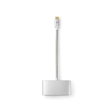 Nedis USB Multi-Port Adapter | USB 3.2 Gen 1 | USB-C™ Han | HDMI ™ -udgang / USB-A Hun / USB-C™ Hun | 5 Gbps | 0.20 m | Runde | Guldplateret | Flettet / Nylon | Sølv | Cover Window Box