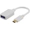 DELTACO USB-adapter, USB 3.1 type C male - type A female, Gen 1, white