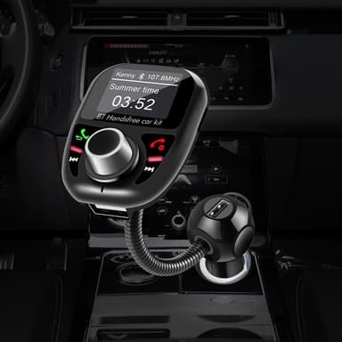 Bluetooth FM-sender til bil to USB-porte Hvid