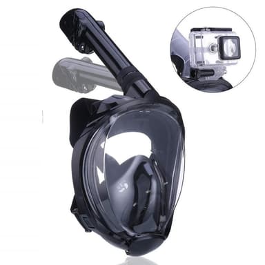 Cyklop i fuld maske med snorkel og GoPro-holder - sort - S / M