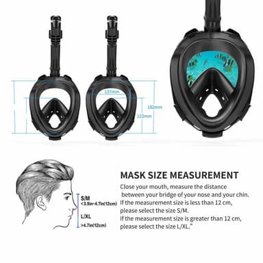 Cyklop i fuld maske med snorkel og GoPro-holder - sort - S / M